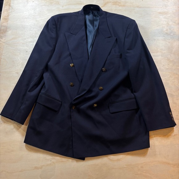 Givenchy Monsieur Navy Blue Double Breasted Blazer Jacket Business Career Formal